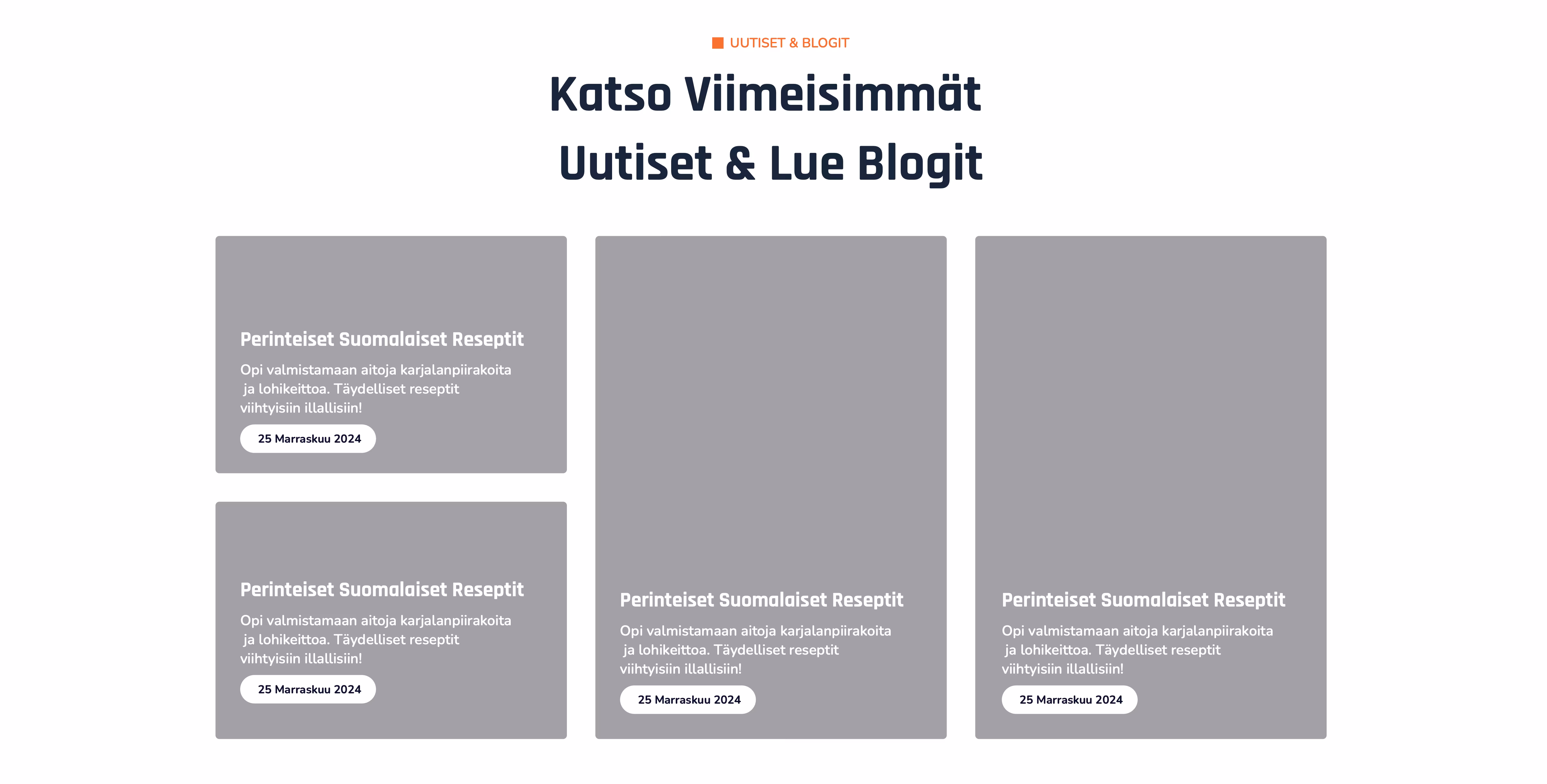 Modern restaurant wireframe blog and news section