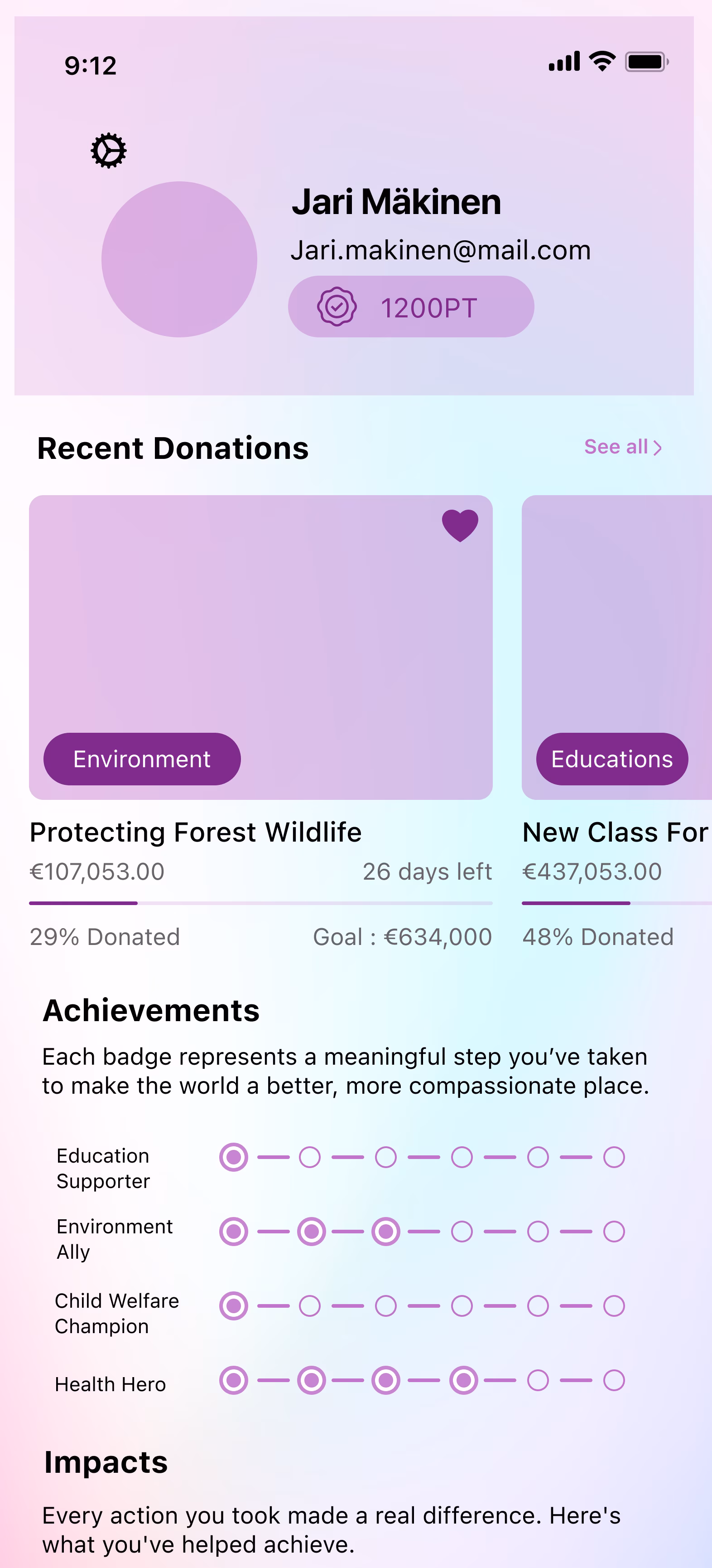 Daily Angel profile hub screen cropped variation 1