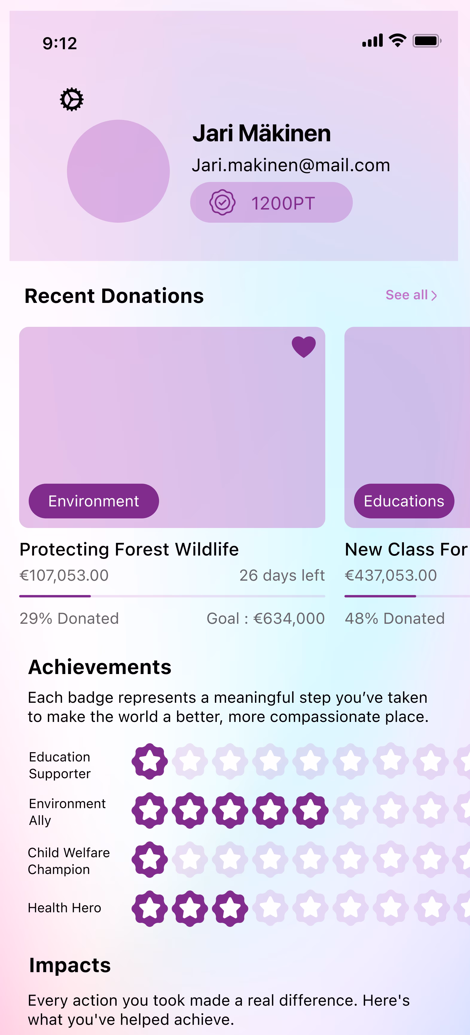 Daily Angel profile hub screen cropped variation
