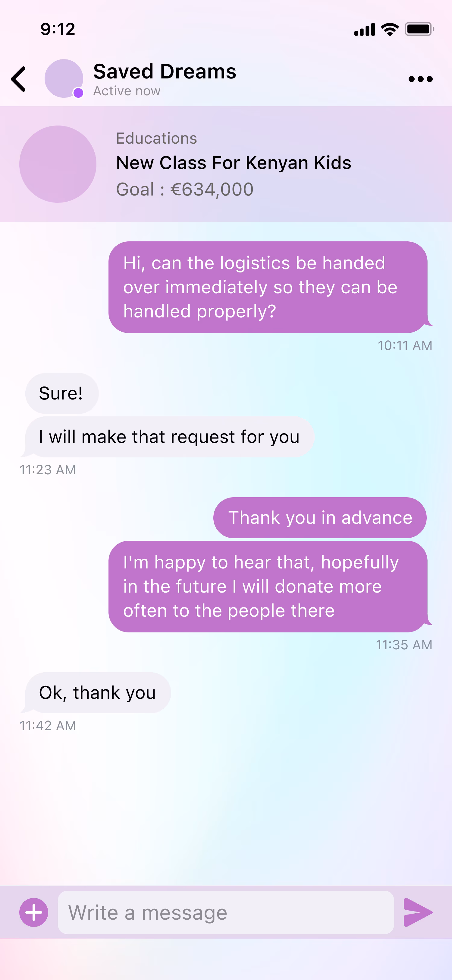 Daily Angel message details screen