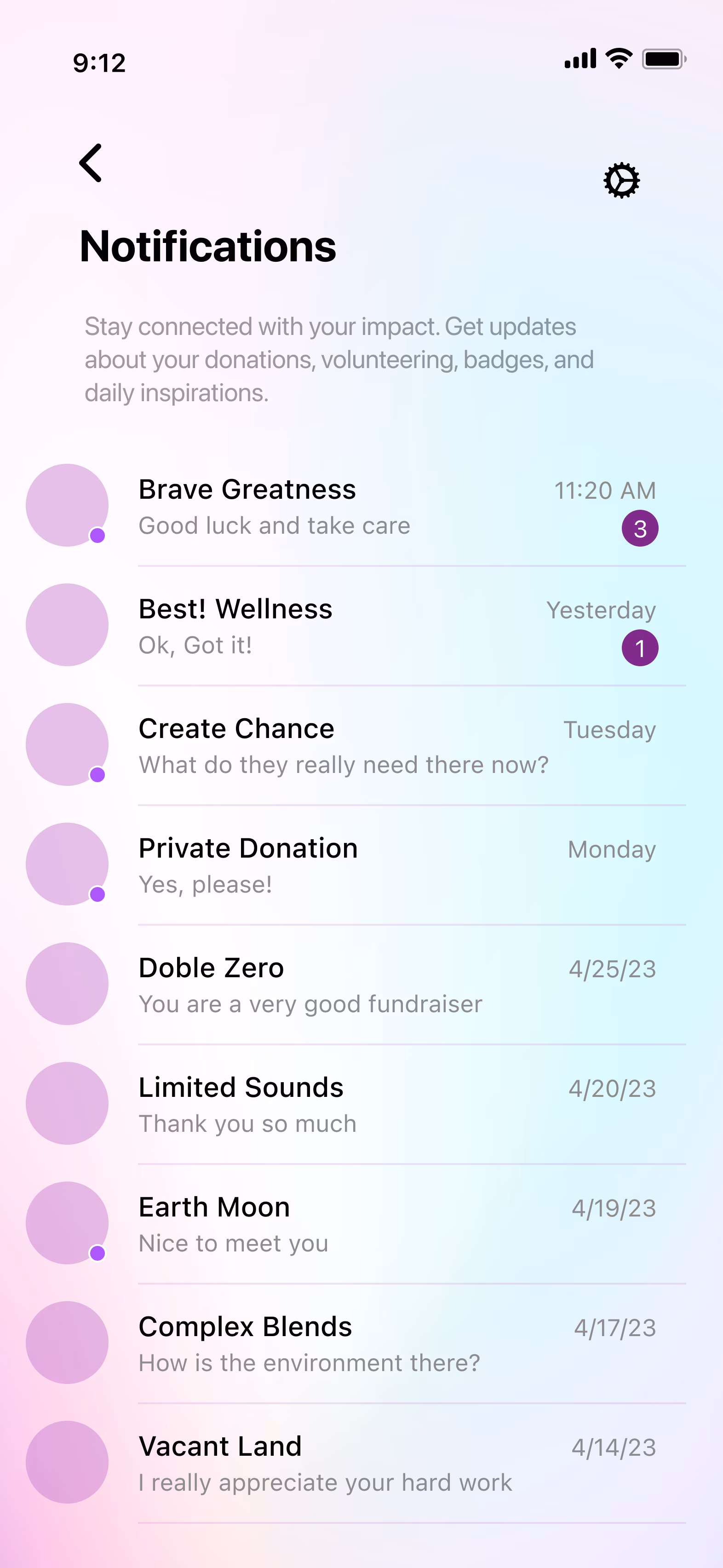 Daily Angel notifications screen